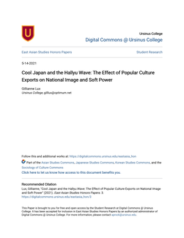 Cool Japan and the Hallyu Wave: the Effect of Popular Culture Exports on National Image and Soft Power