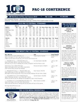 2015 Pac-12 Football Scoreboard