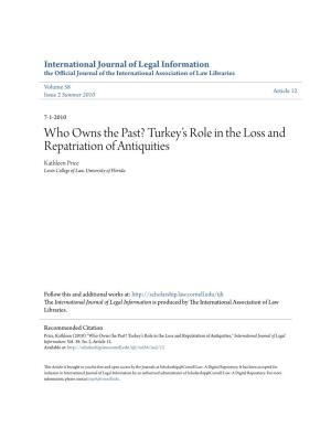 Turkeyâ•Žs Role in the Loss and Repatriation of Antiquities