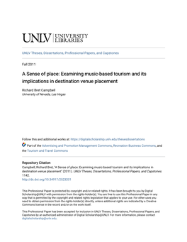 A Sense of Place: Examining Music-Based Tourism and Its Implications in Destination Venue Placement