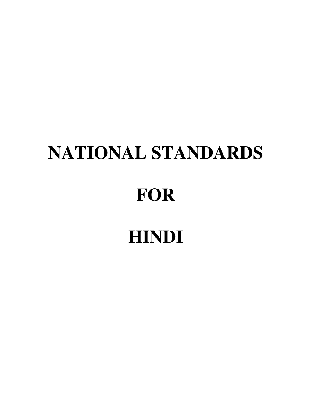 National Standards for Hindi