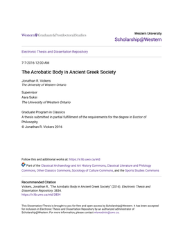The Acrobatic Body in Ancient Greek Society
