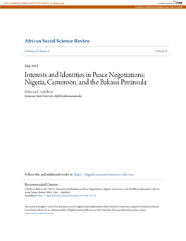 Nigeria, Cameroon, and the Bakassi Peninsula Rebecca K