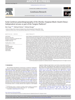 Early Cambrian Palaeobiogeography of the Zhenba-Fangxian Block