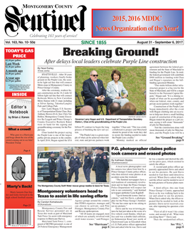 THE MONTGOMERY COUNTY SENTINEL AUGUST 31, 2017 EFLECTIONS the Montgomery County Sentinel, Published Weekly by Berlyn Inc