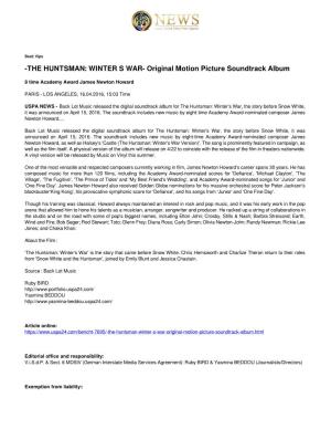 THE HUNTSMAN: WINTER S WAR- Original Motion Picture Soundtrack Album