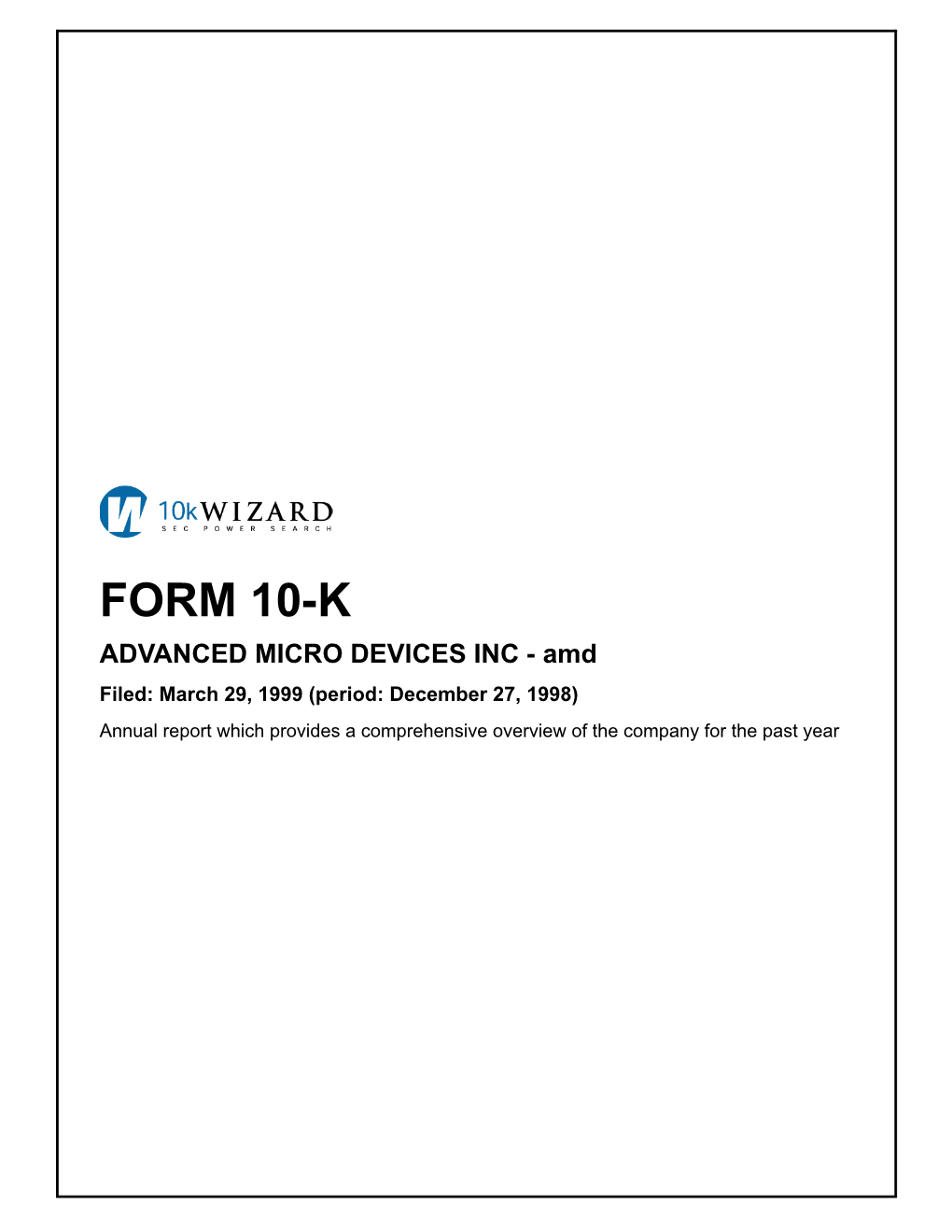 Form 10-K Advanced Micro Devices