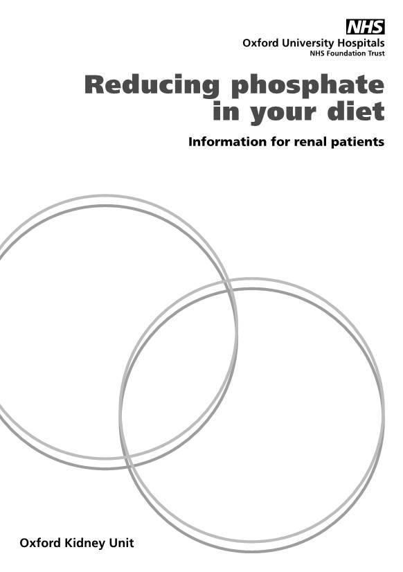 Reducing Phosphate in Your Diet Information for Renal Patients