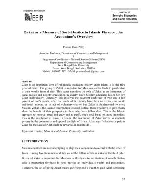 Zakat As a Measure of Social Justice in Islamic Finance : an Accountant’S Overview