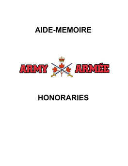 Honorary Appointments – Aide Memoire