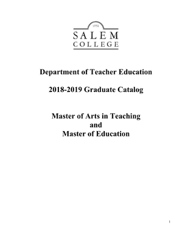 Department of Teacher Education 2018-2019