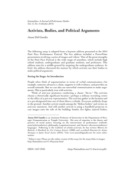 Activists, Bodies, and Political Arguments