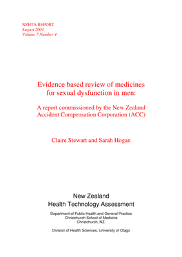 Evidence Based Review of Medicines for Sexual Dysfunction in Men