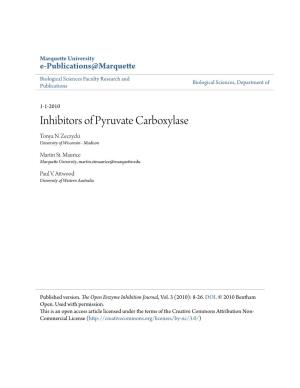 Inhibitors of Pyruvate Carboxylase Tonya N