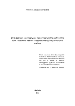 Shifts Between Autotrophy and Heterotrophy in the Reef-Building Coral Mussismilia Hispida: an Approach Using Fatty Acid Trophic Markers