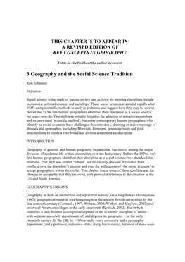 3 Geography and the Social Science Tradition