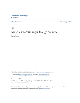 Loose-Leaf Accounting in Foreign Countries Guerra Everett