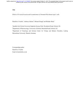 Title Effects of N-Acetyl-Leucine and Its Enantiomers in Niemann-Pick