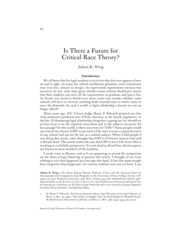 Is There a Future for Critical Race Theory?