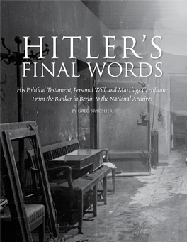 Hitler's Final Words, His Political Testament