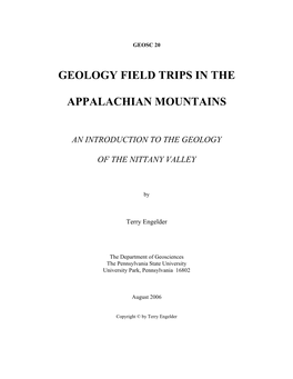 Geology Field Trips in the Appalachian Mountains