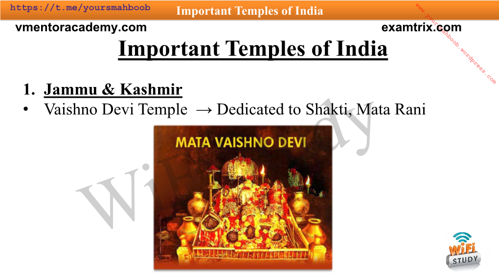Important Temples of India Vmentoracademy.Com Examtrix.Com Important Temples of India