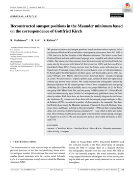 Reconstructed Sunspot Positions in the Maunder Minimum Based on the Correspondence of Gottfried Kirch