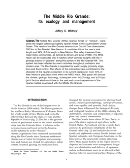 The Middle Rio Grande: Its Ecology and Management