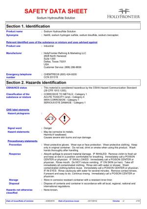 SAFETY DATA SHEET Sodium Hydrosulfide Solution