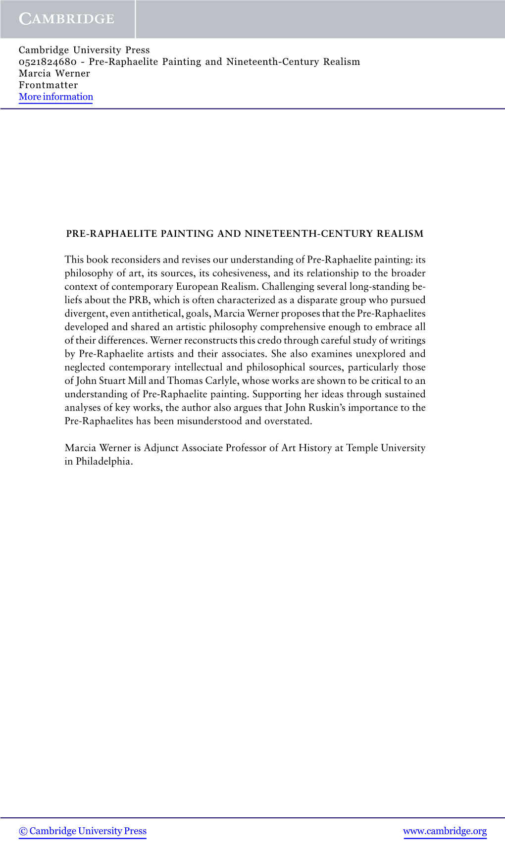 This Book Reconsiders and Revises Our Understanding of Pre-Raphaelite