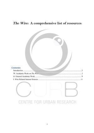 The Wire: a Comprehensive List of Resources
