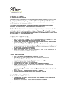 SENIOR GRAPHIC DESIGNER Job Description and Responsibilities