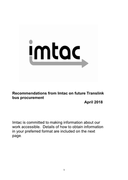 Recommendations from Imtac on Future Translink Bus Procurement April 2018