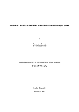 Effect of Cotton Structure and Surface Interactions on Dye Uptake
