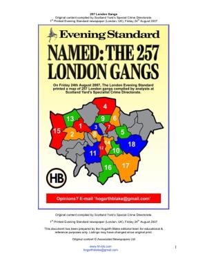 257 London Gangs Original Content Compiled by Scotland Yard's