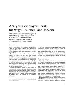 Analyzing Employers' Costs for Wages, Salaries, and Benefits
