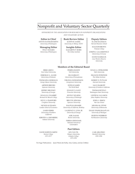 Nonprofit and Voluntary Sector Quarterly