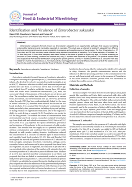 Identification and Virulence of Enterobacter Sakazakii