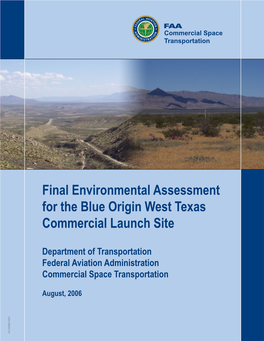 Final Environmental Assessment for the Blue Origin West Texas Commercial Launch Site