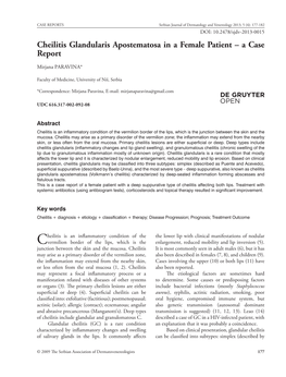 Cheilitis Glandularis Apostematosa in a Female Patient – a Case Report