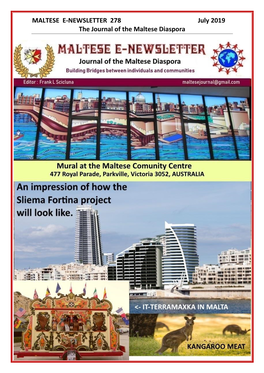 MALTESE E-NEWSLETTER 278 July 2019 the Journal of the Maltese Diaspora