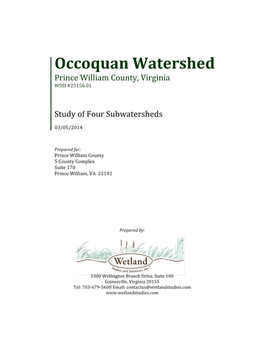 Occoquan Watershed Prince William County, Virginia WSSI #25156.01