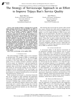 The Strategy of Servicescape Approach in an Effort to Improve Trijaya Ban's Service Quality
