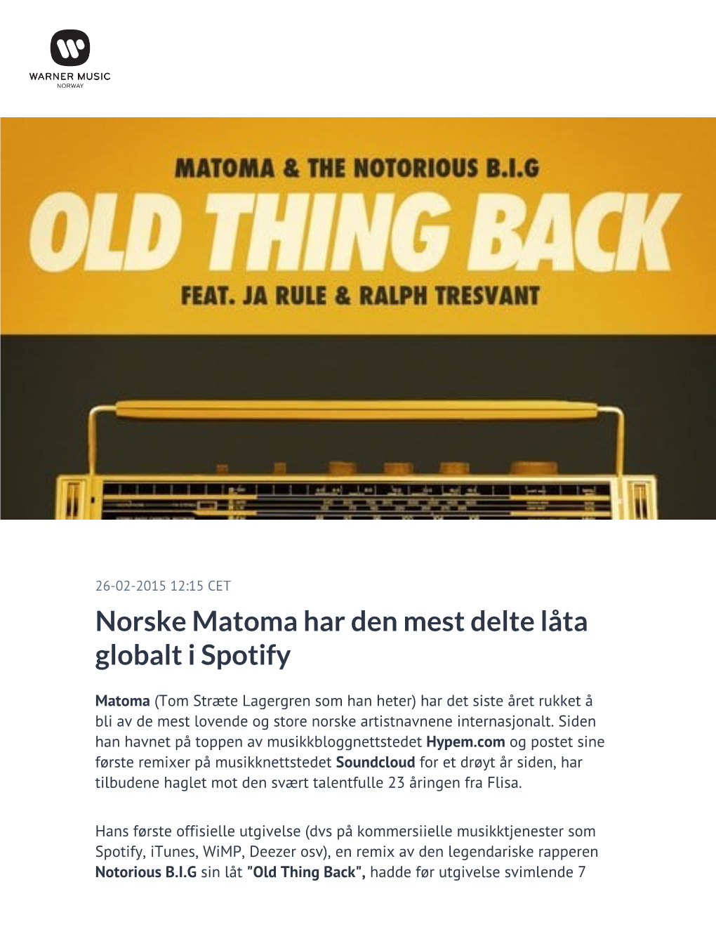 Norske Matoma Har Den Mest Delte Låta Globalt I Spotify