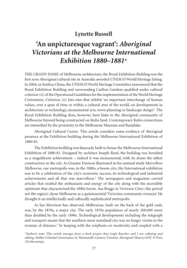 Lynette Russell – 'An Unpicturesque Vagrant': Aboriginal Victorians at The