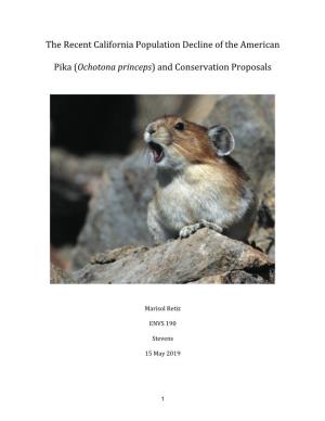 The Recent California Population Decline of the American Pika