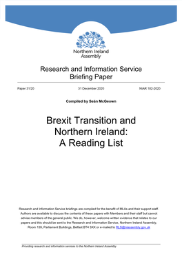 Brexit Transition and Northern Ireland: a Reading List