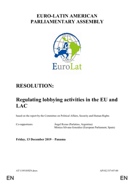 Regulating Lobbying Activities in the EU and LAC