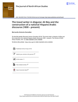 The Travel Writer in Disguise: Ali Bey and the Construction of a National Hispano-Arabic Discourse (1800 – Present)