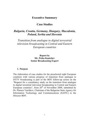 Executive Summary Case Studies Bulgaria, Croatia, Germany